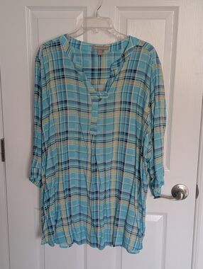 NWOT Woman Within Rayon 3/4 Sleeve Effortless Tab Front Blouse - 2X 26/28